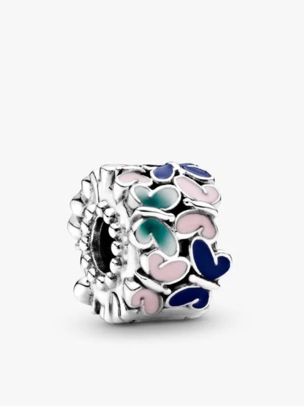 Pandora Multicolor Heart Enamel Charm in Pink, Blue & Teal